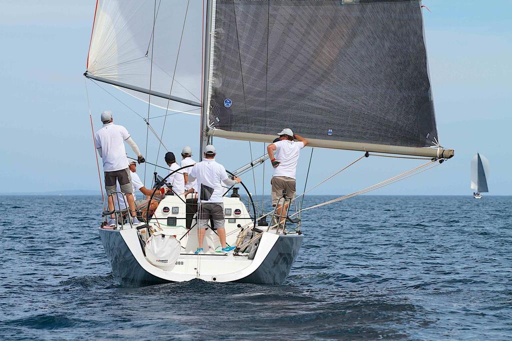Grand Prix, a Foundation 36, was well sailed but could not beat the dying breeze. © Bernie Kaaks